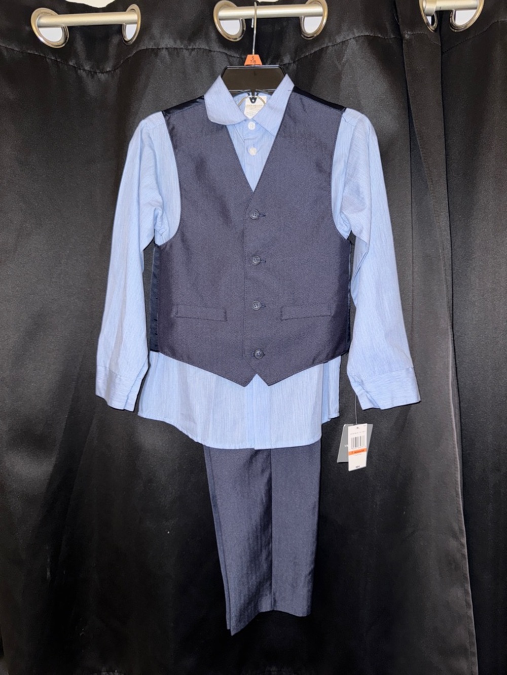 Van Heusen Navy Vest and Light Blue Shirt and Dress Pants Kids Performance Set